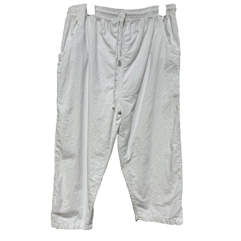 Ragtop USA Capri Pant Womens Plus 1X Short Beach Resort Crinkle Pull On Elastic